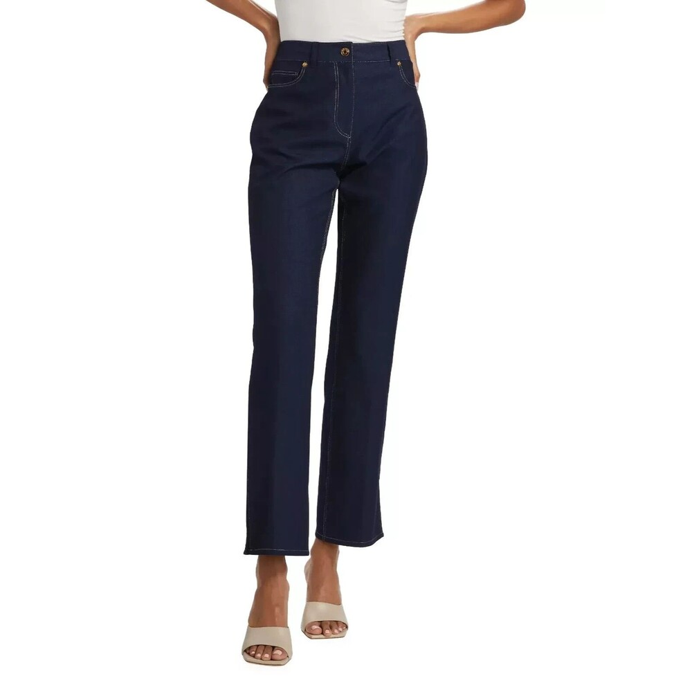 Elie Tahari womens The Gavi Slit Knit Jeans size 2 Midnight Blue 31" inseam $295 - Picture 5 of 16